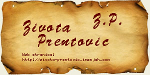 Života Prentović vizit kartica